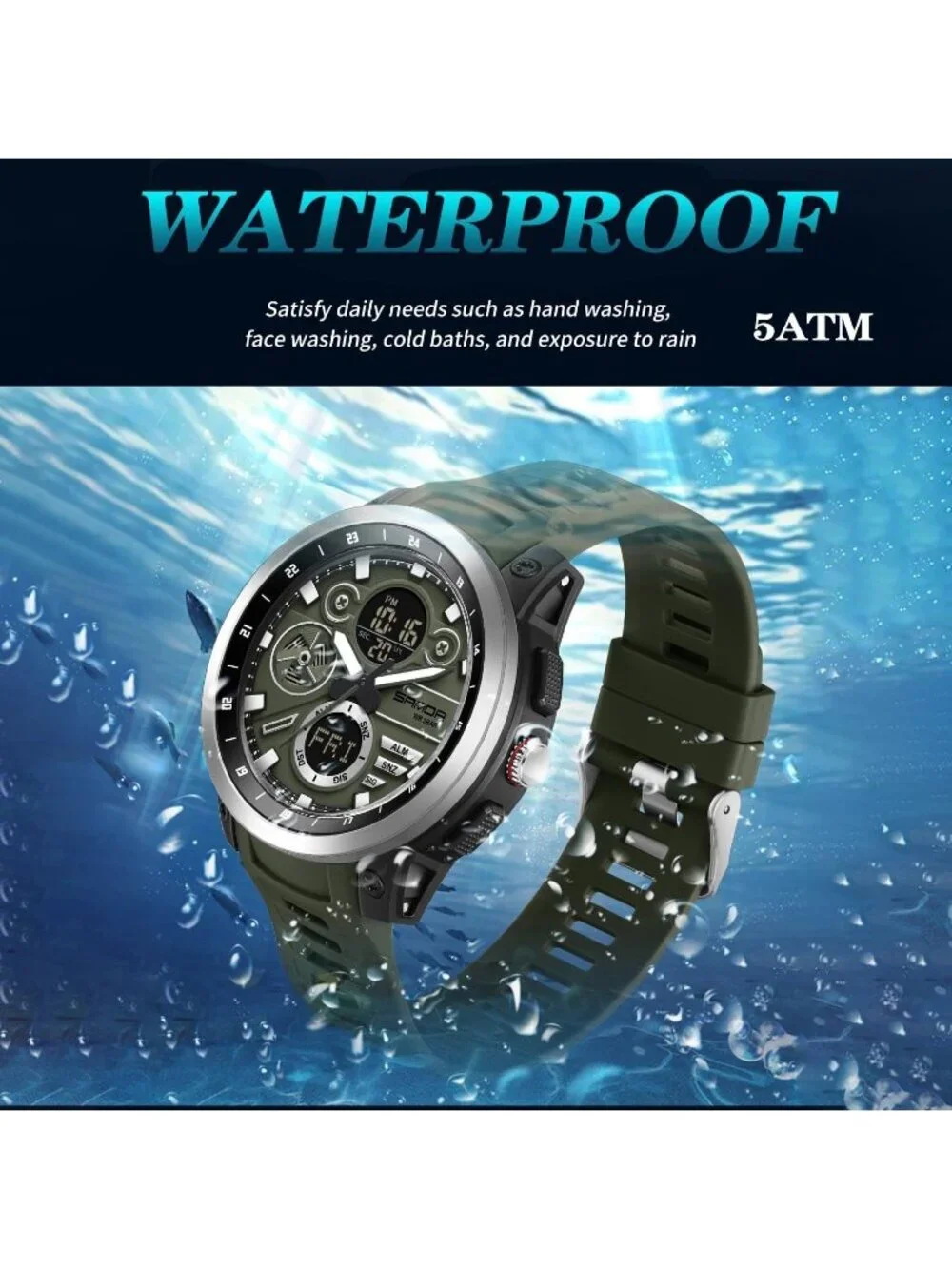 Men's Black Analog Quartz Stainless Steel Military Electronic LED Digital Watch